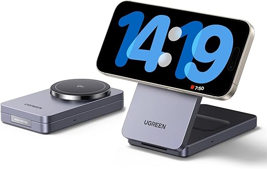 UGREEN MagFlow Qi2 Cargador Inalámbrico 15W para iPhone y AirPods ⚡