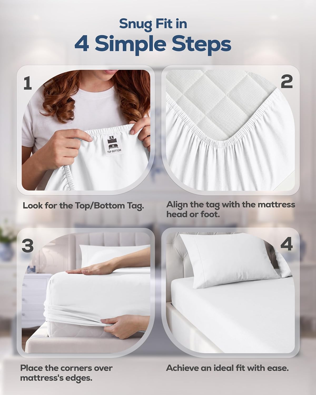 Detalle 2 de Utopia Bedding Queen Fitted Sheet, 15-Inch Deep Pocket, White Microfiber