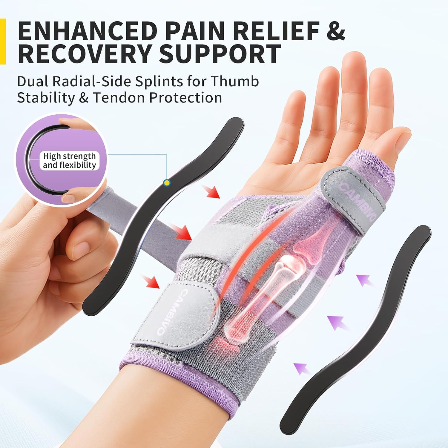 Thumbnail 2 de CAMBIVO Wrist Supports with Thumb Splint S/M