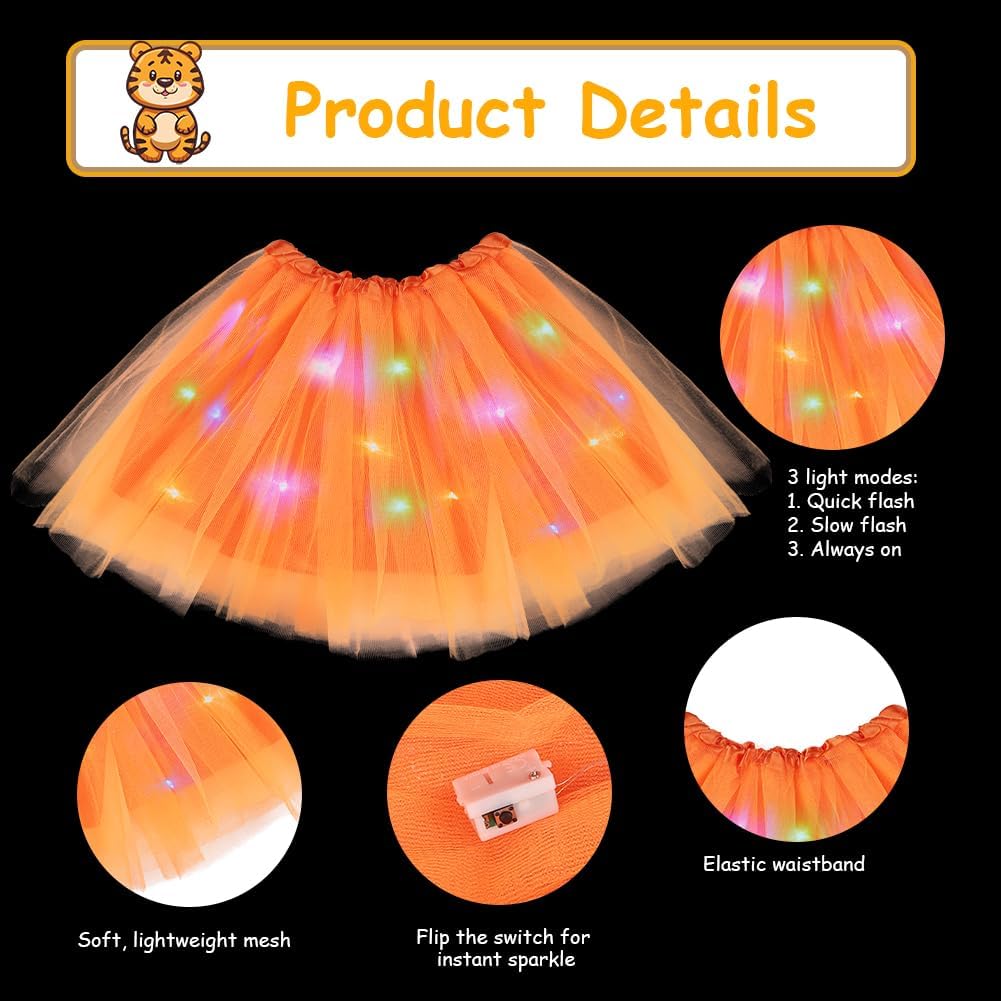 Detalle de AOOWU Ensemble de costume lumineux tigre (6 pièces) avec jupe LED pour enfant