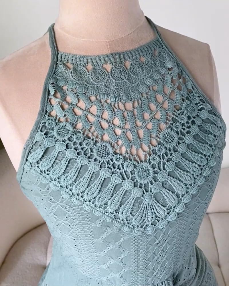 Thumbnail 4 de CHICME Women's Summer Halter Dress with Hollow Out & Eyelet Embroidery