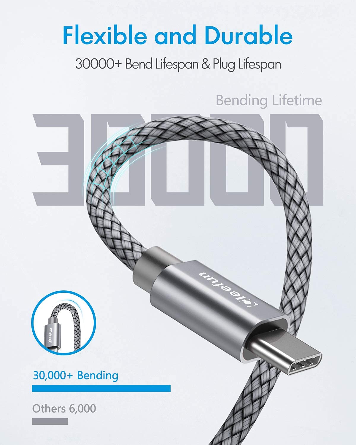 Thumbnail 5 de CLEEFUN Extra Long USB C to USB C Cable 8M/26ft – 60W PD Fast Charging