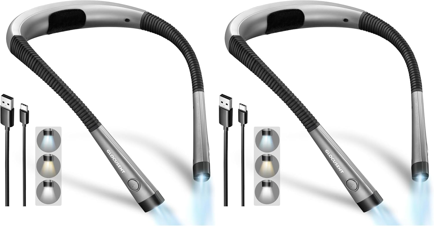 Thumbnail 6 de Glocusent Lampe de Lecture de Cou Rechargeable — Liseuse LED à 3 températures et 6 niveaux, pour lit et tricot