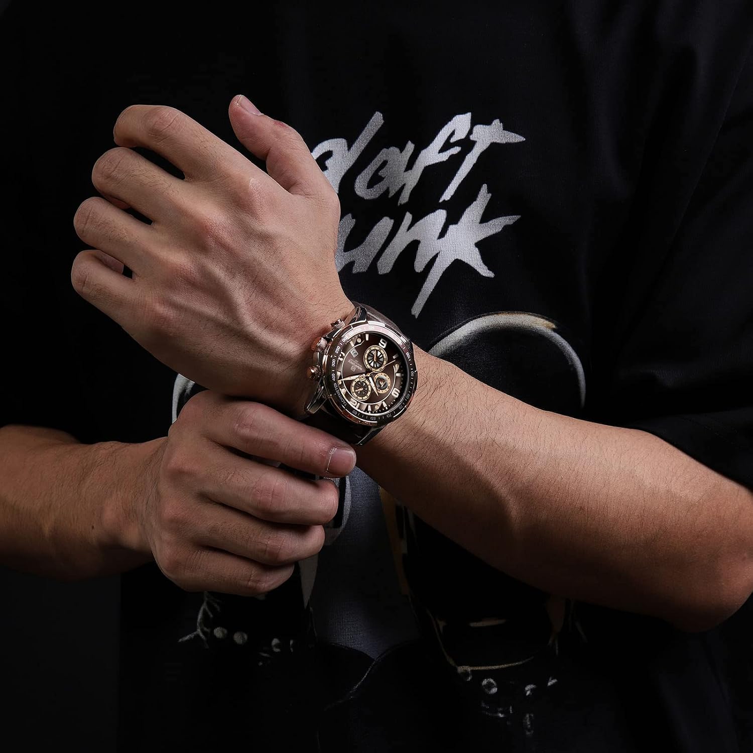 Detalle de Naviforce Orologio sportivo cronografo analogico al quarzo da uomo con cinturino in pelle