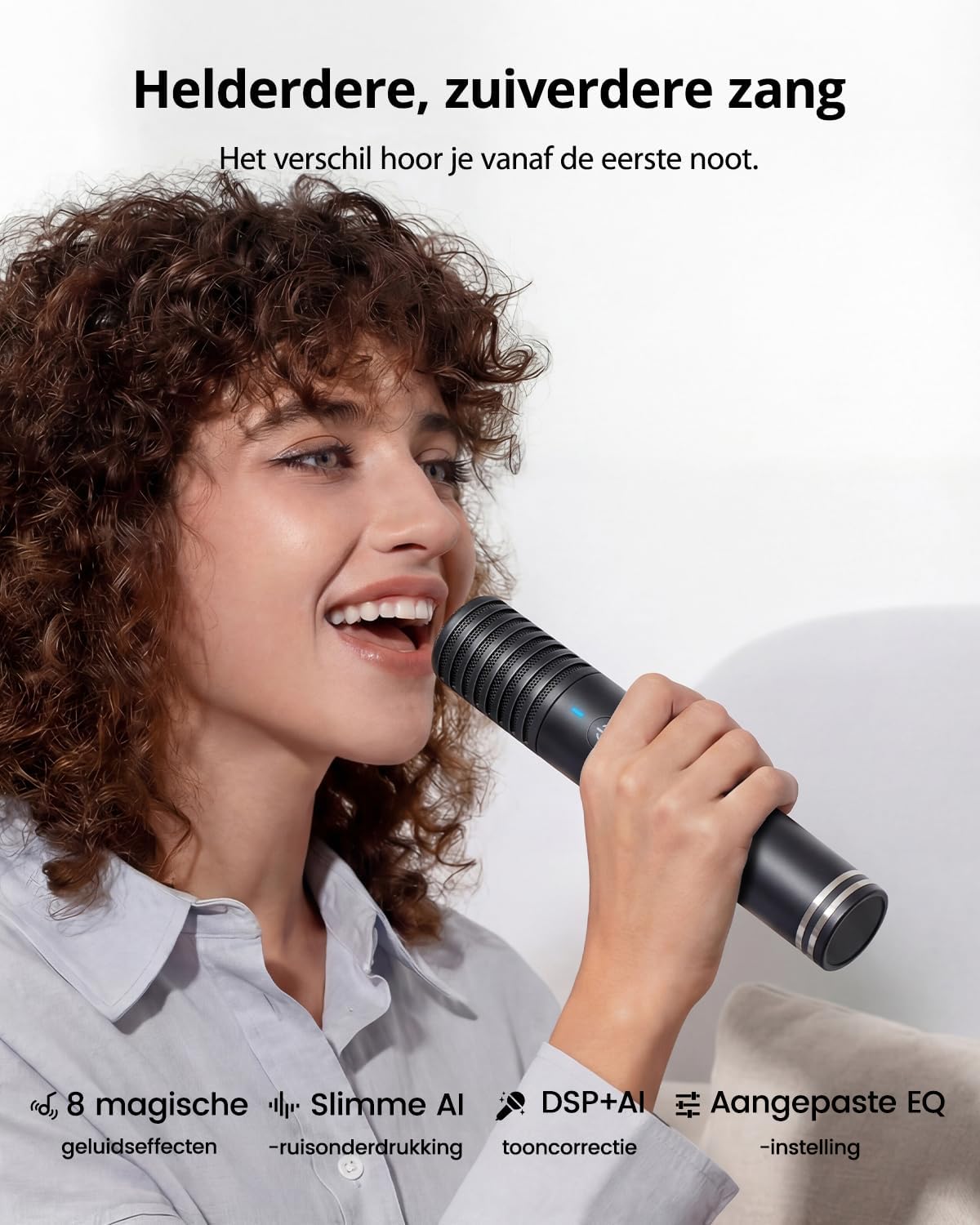 Thumbnail 6 de Ikarao Shell S2 karaokeapparaat met 8-inch scherm en twee draadloze microfoons
