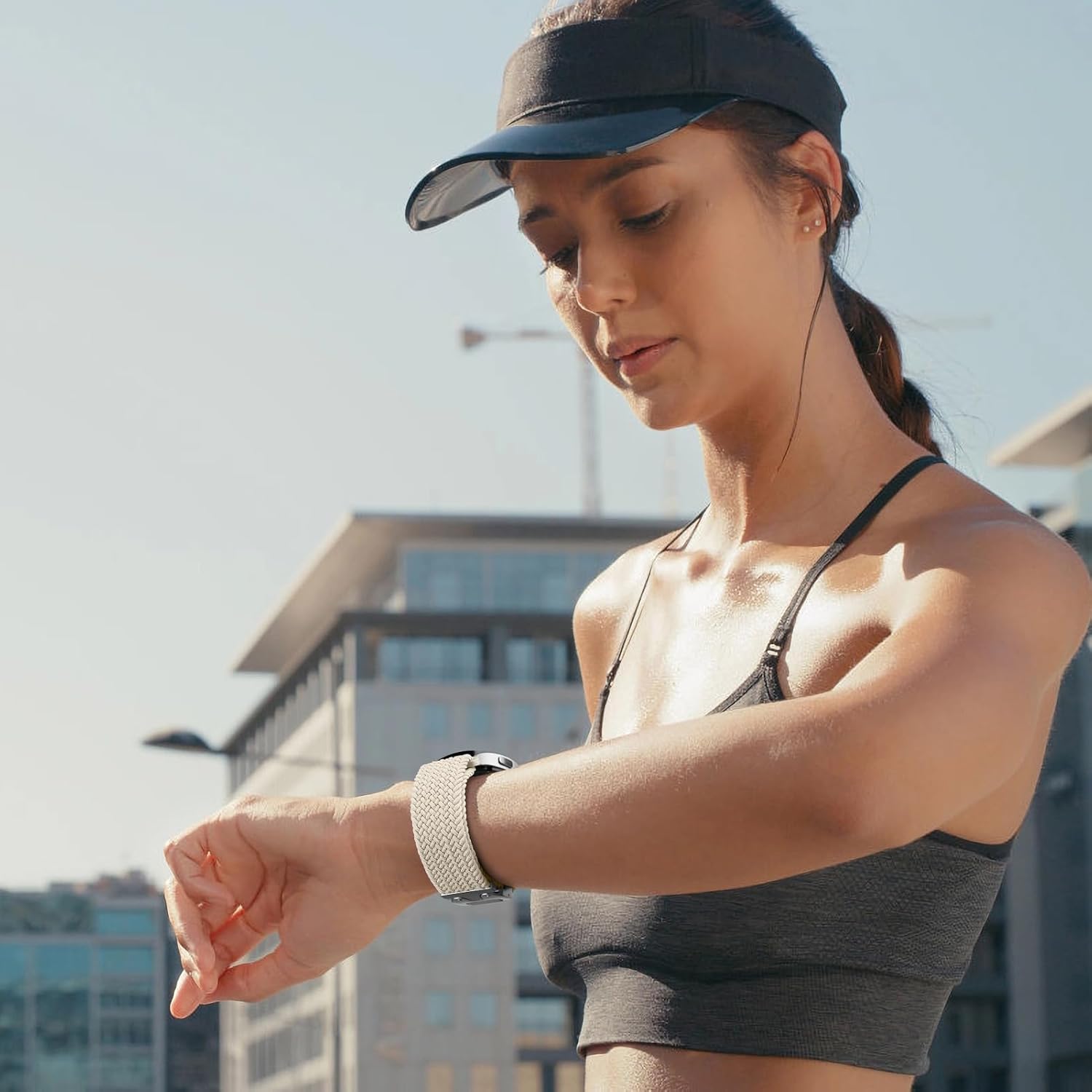 Thumbnail 6 de SOLOLUP 2er Set Geflochtenes 20 mm Nylon Armband für Samsung Galaxy Watch 7/6/5/4 und Garmin Vivoactive – elastisch, atmungsaktiv, mit verbessertem Fallschirm-Schnallensystem