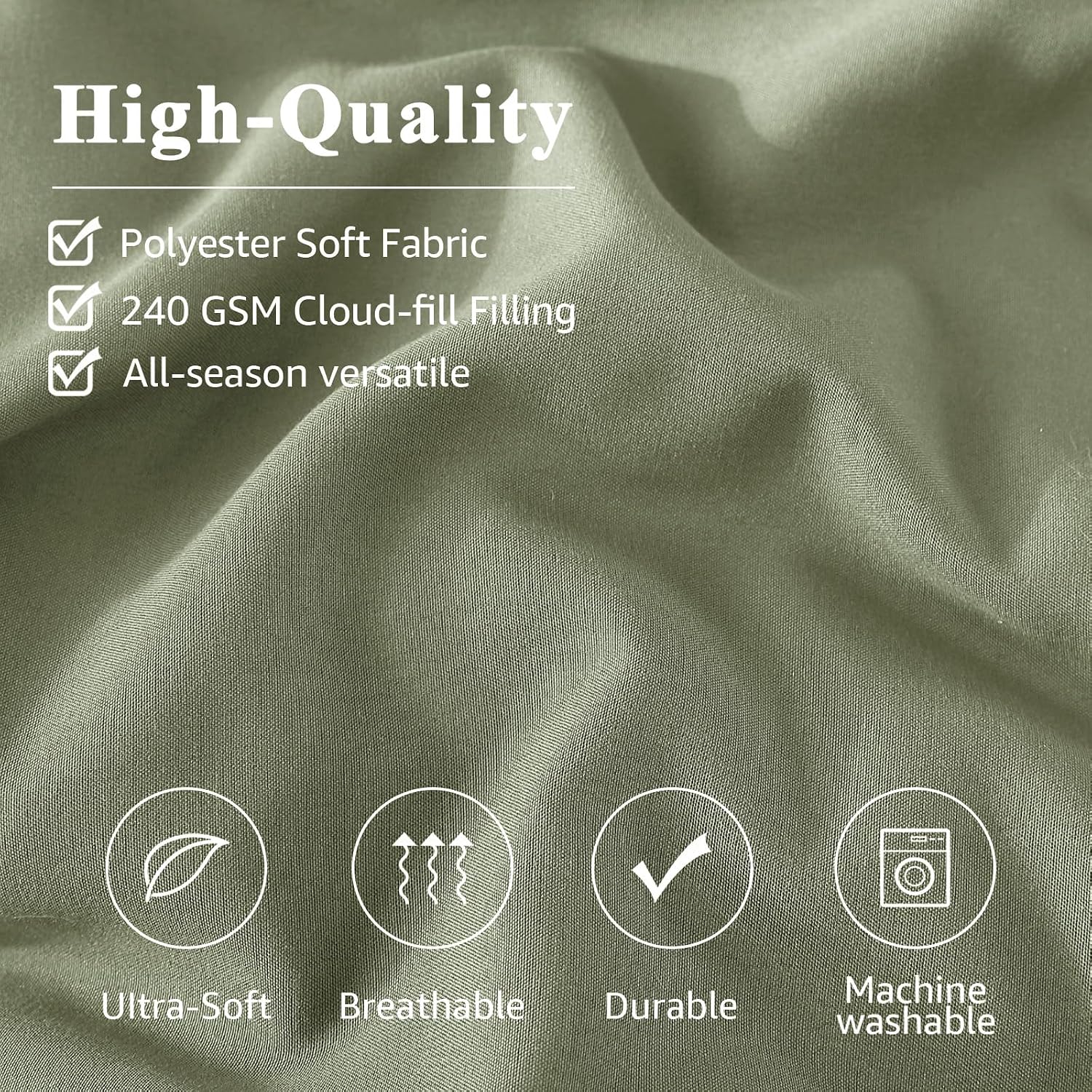 Thumbnail 5 de Monbix Queen Comforter Set - 7 Pieces Sage Green Bed in a Bag