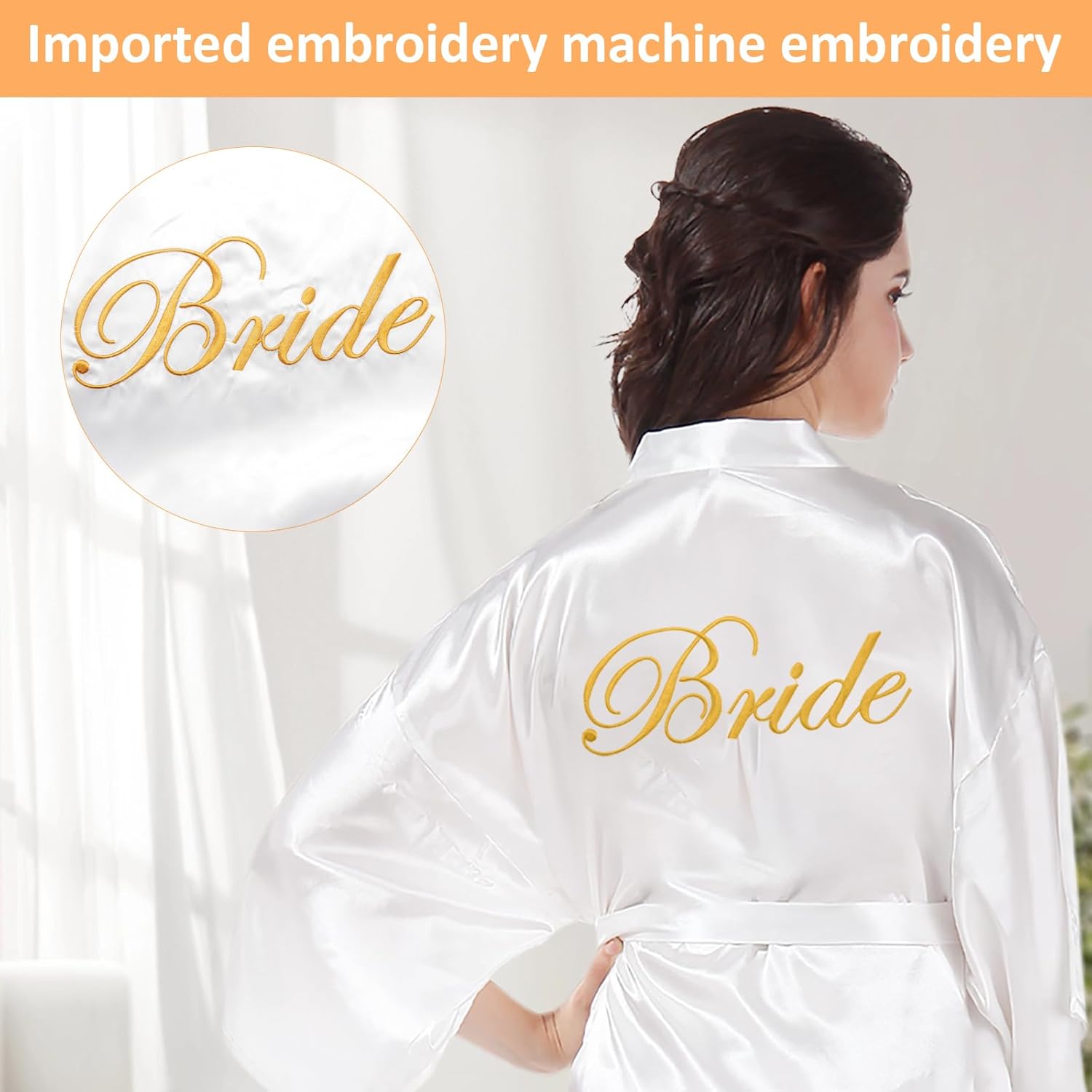 Thumbnail 3 de HENGBIRD ensemble peignoir satin pour mariée + pantoufles en velours
