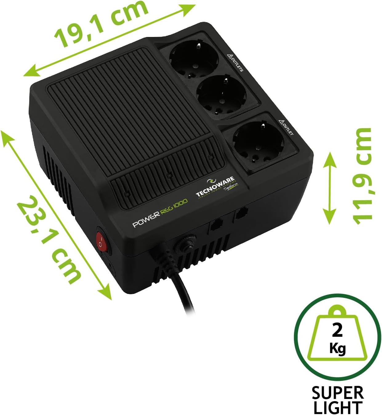 Thumbnail 2 de Tecnoware Power Systems Stabilizzatore di Tensione 1000VA per modem, router e PC