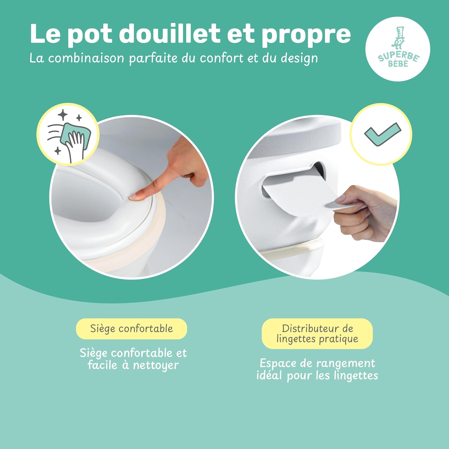 Detalle de Pot Bébé Toilette Musical pour apprentissage de la propreté – confort et sécurité pour les premières toilettes