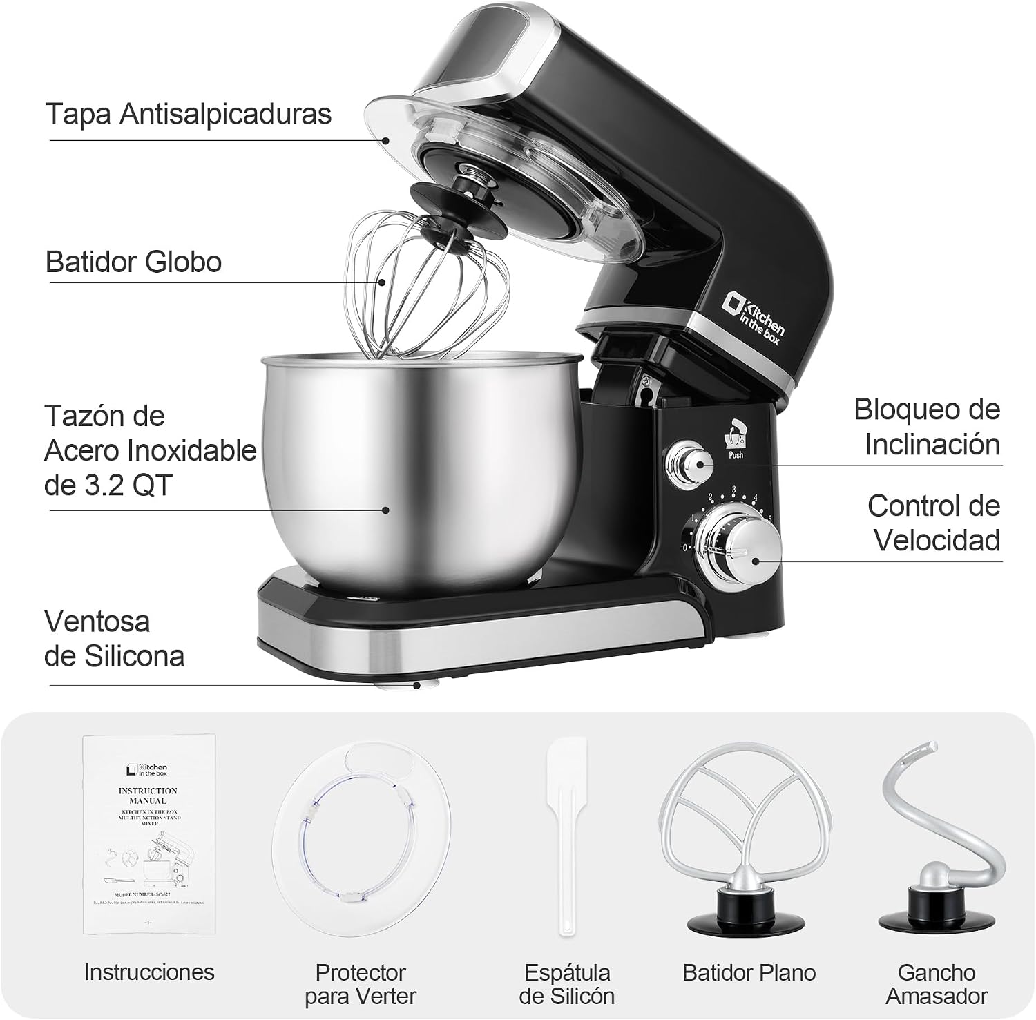 Detalle de Kitchen in the box Stand Mixer 3.2Qt