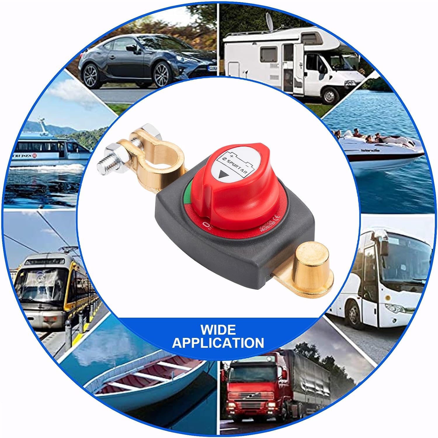 Detalle 1 de Spurtar Battery Isolator Switch 12V–48V Top Post (Negative) – 275A continuous battery disconnect