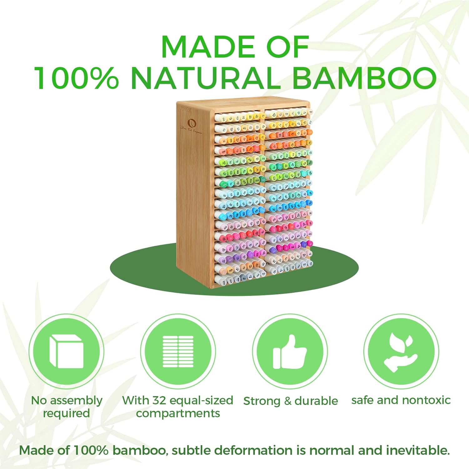 Detalle de Ohuhu Bamboo Marker Organizer – Desktop Storage for 224 Markers (Honolulu Oahu Series) with 18 Compartments