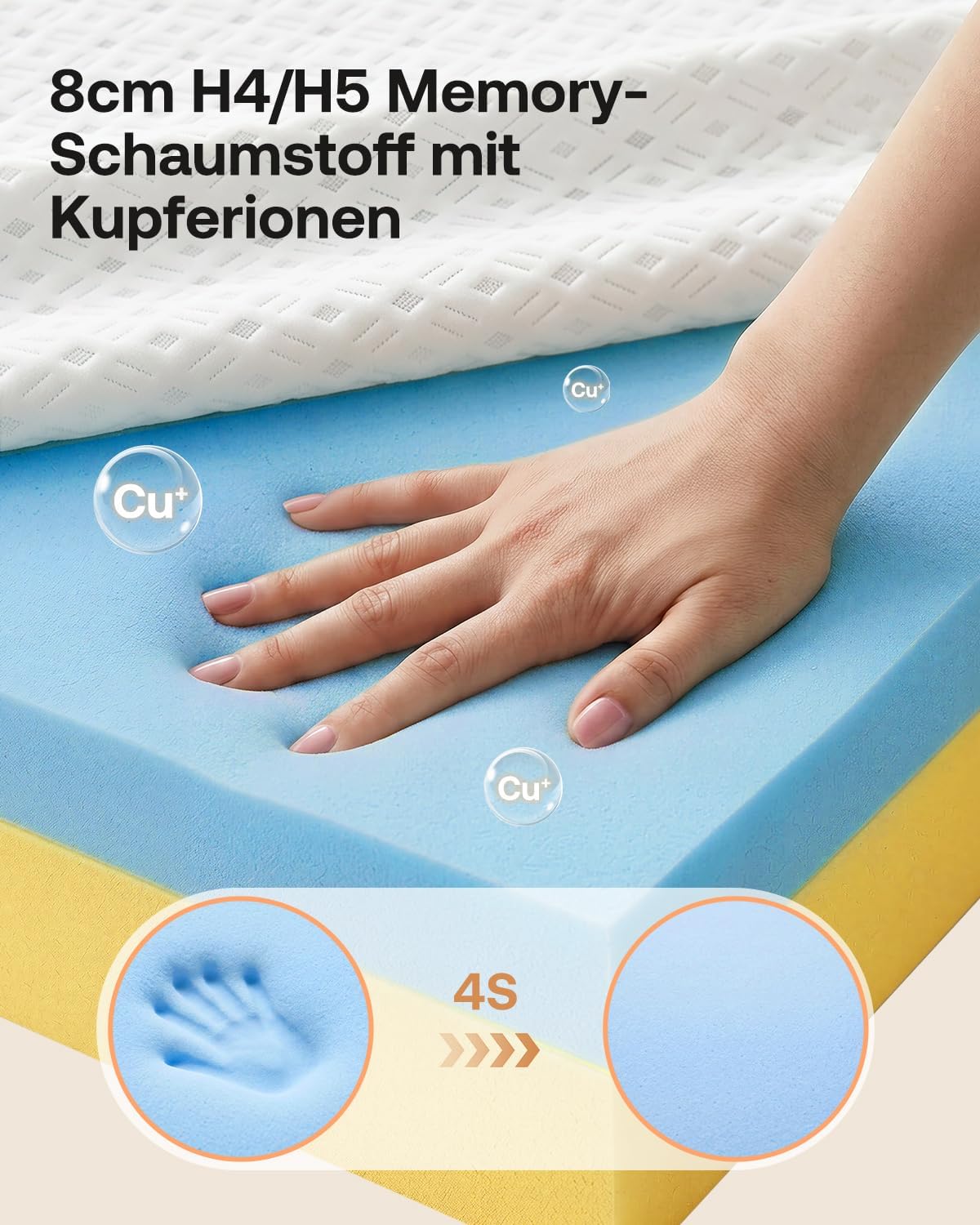 Thumbnail 4 de Topper 140x200 cm – 8 cm Höhentopper mit Gel-Memory and Kaltschaum, OEKO-TEX zertifiziert, rutschfest und waschbar