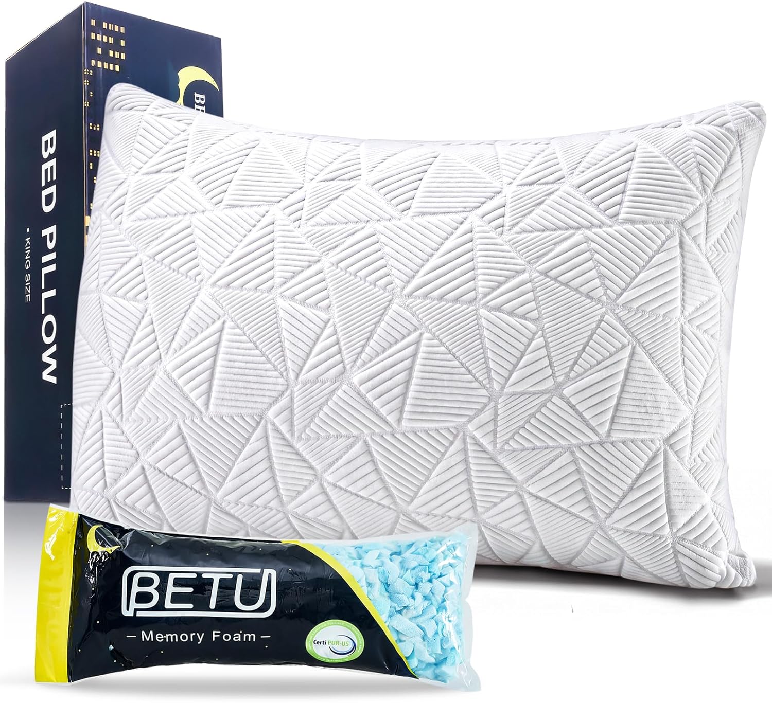 Detalle de BETU Cooling Pillow Queen Size — Shredded Memory Foam Pillow