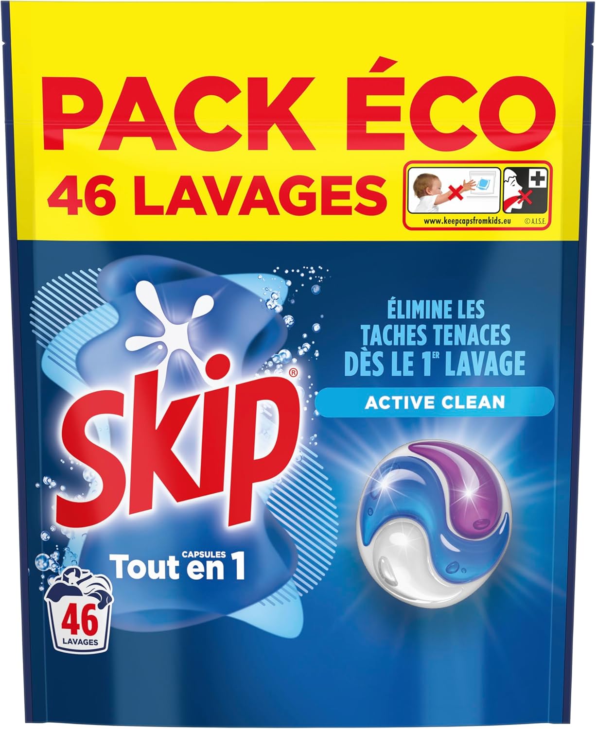 Thumbnail 1 de Skip Capsule Lessive Tout en 1 Active Clean – Élimine les taches dès le premier lavage (38 lavages)