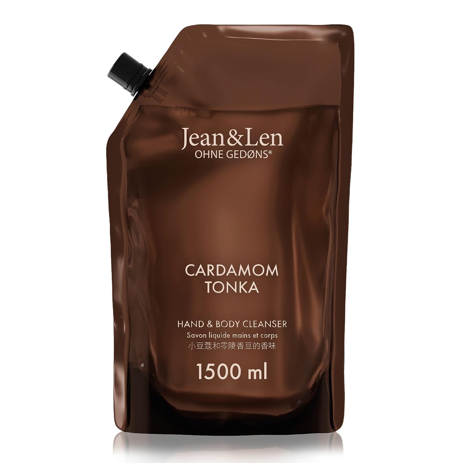 Detalle de Jean & Len Hand & Body Cleanser Cardamom & Tonka im Nachfüllbeutel – Duftendes 1,5 L Erlebnis