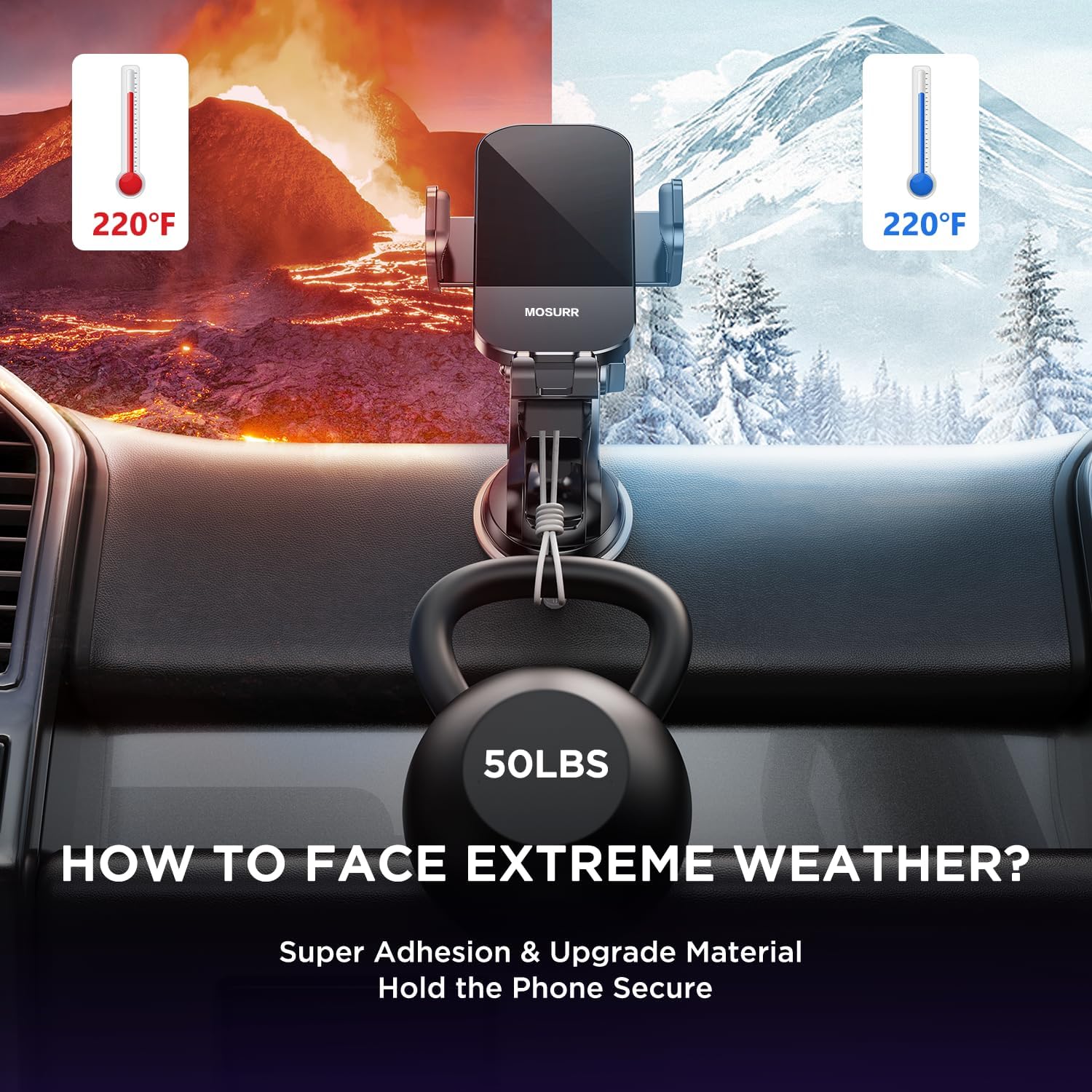 Detalle 2 de Mosurr car phone mount for 4.7–7-inch phones