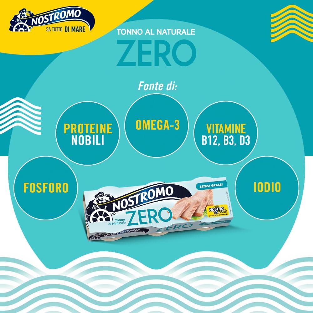Detalle de Nostromo Tonno al naturale, 3x65 g: tonno sgocciolato e zero grassi, pronto da gustare