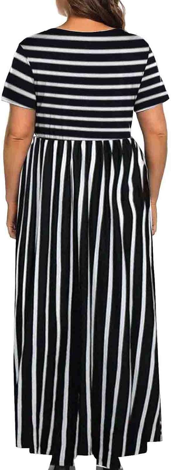 Detalle 2 de Kancystore Women’s Plus Size Short-Sleeve Maxi Dress with Pockets (XL–5X)