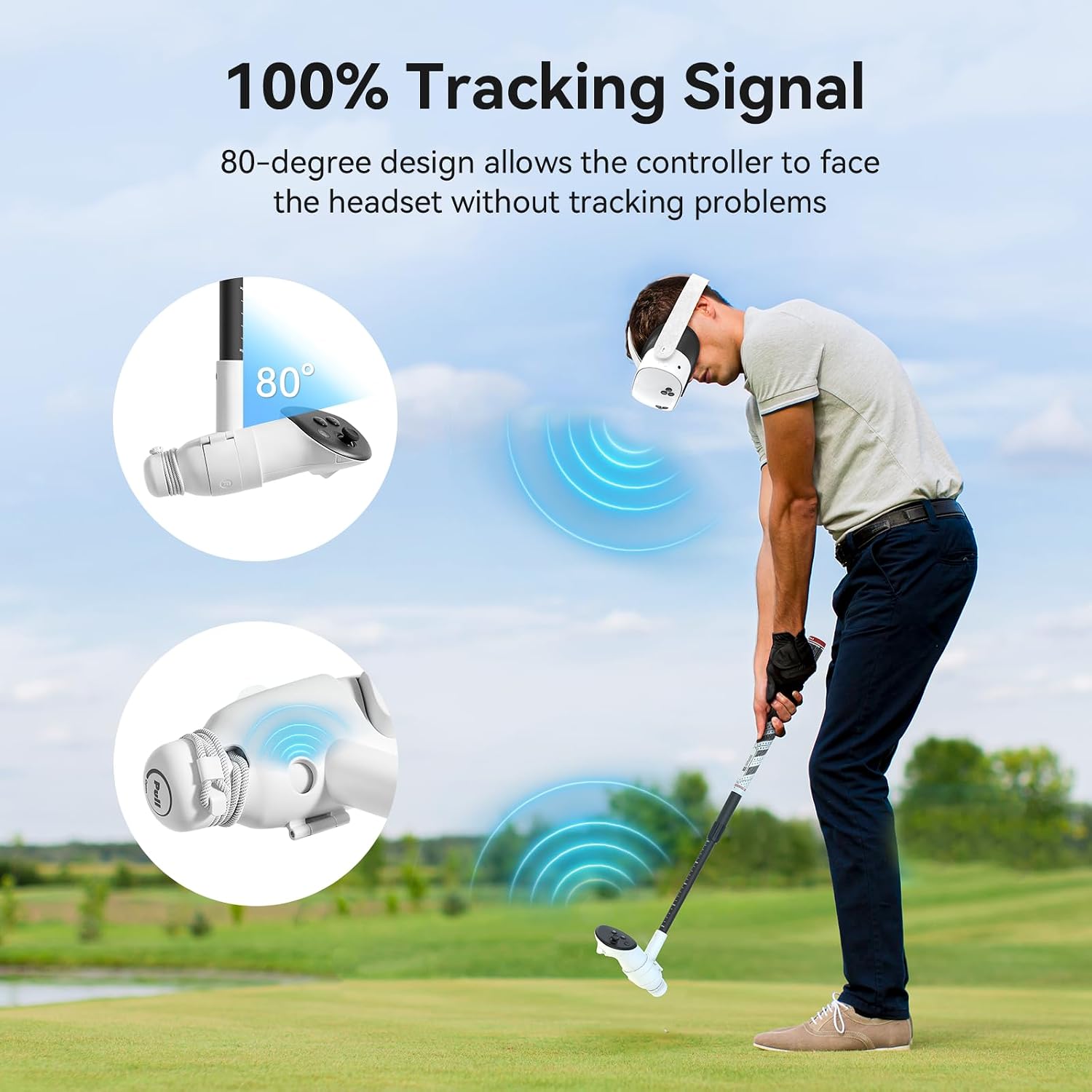 Detalle de AMVR Adjustable Golf Club Attachment for Meta/Oculus Quest 3S and Quest 3 controllers