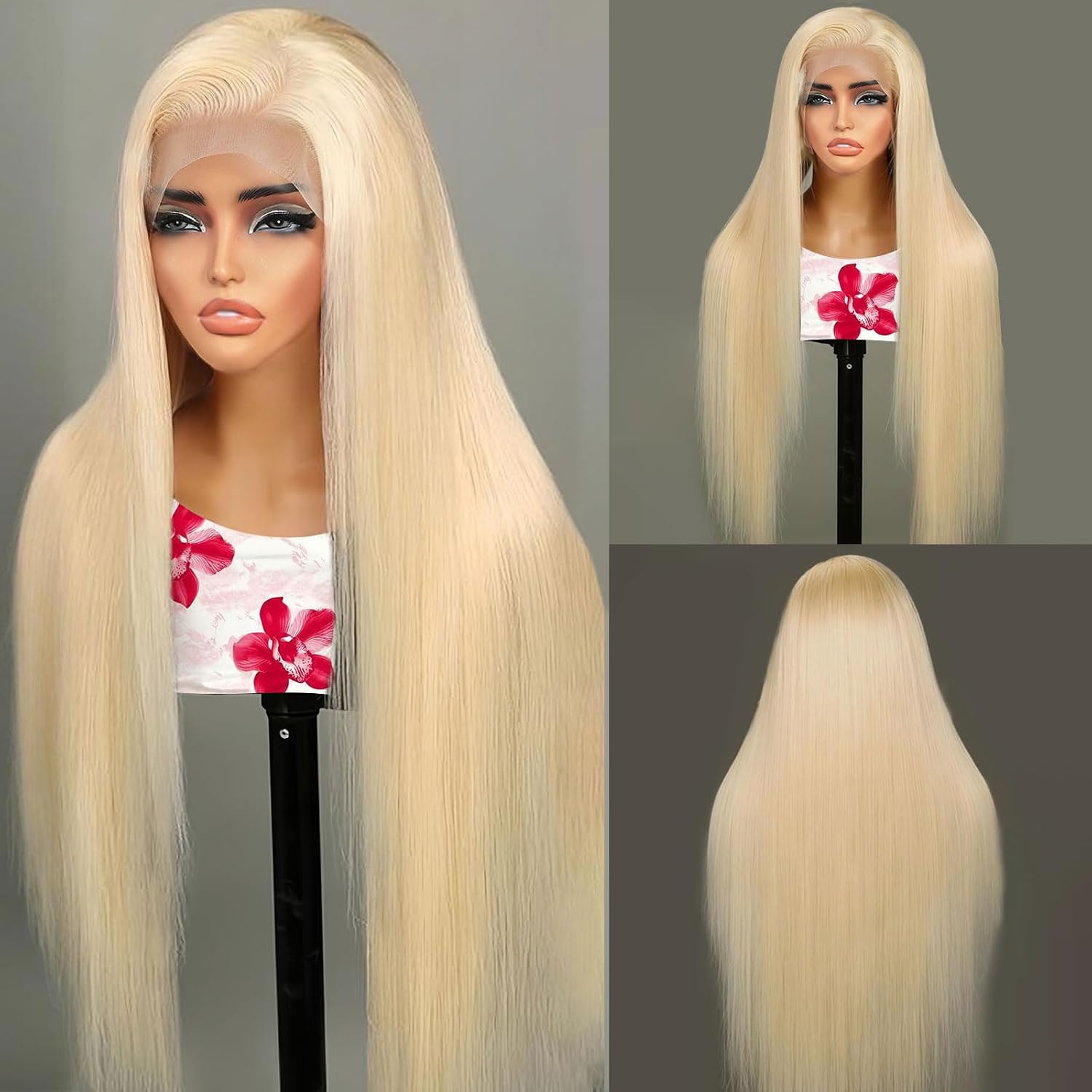 Detalle 2 de Bebeest 30 Inch 613 13x6 HD Lace Front Wig (Human Hair Straight, 200% Density)
