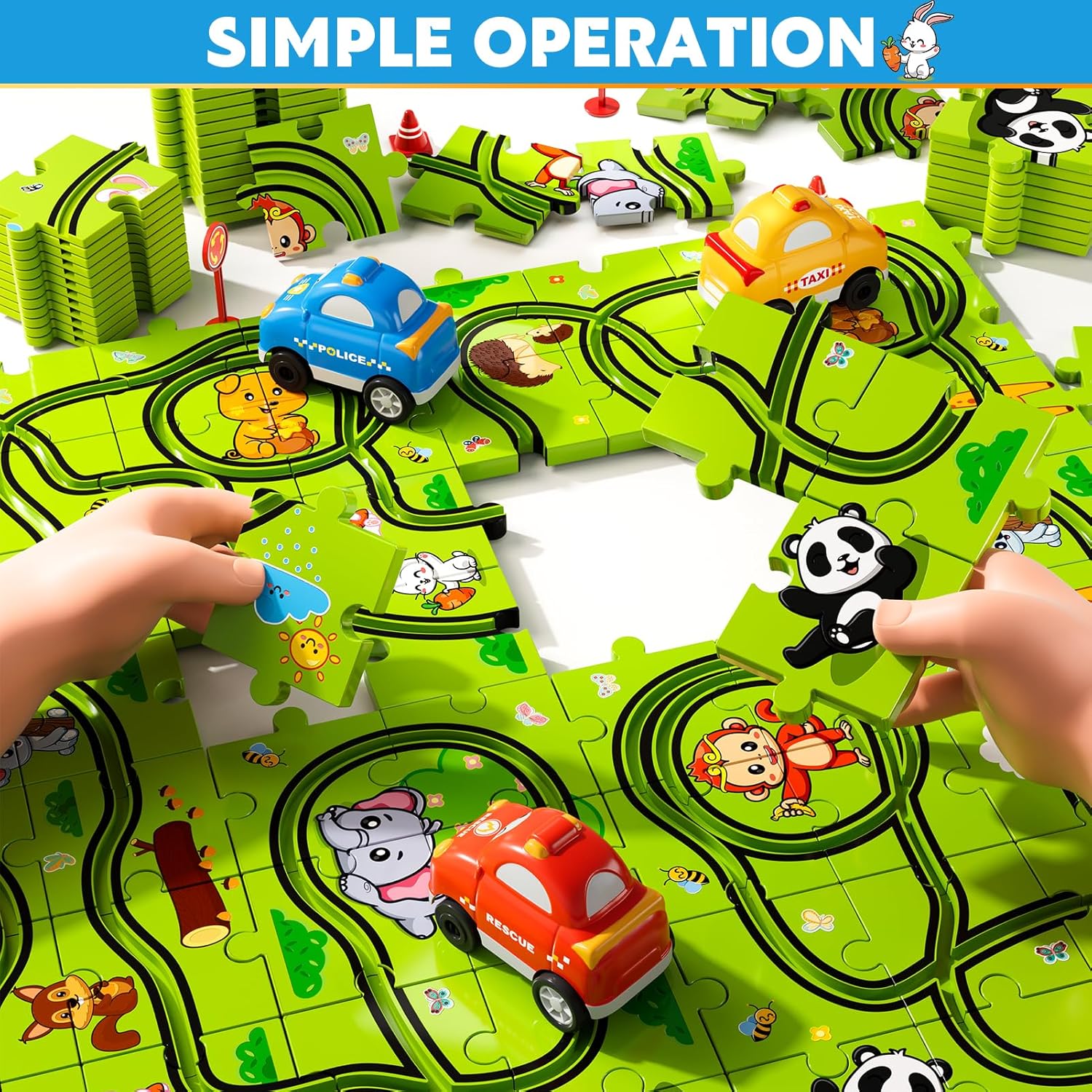 Thumbnail 6 de Beby Buty 64PCS Puzzle Race Track Set for Kids