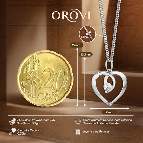 Detalle 2 de Orovi Colgante corazón 9K oro blanco