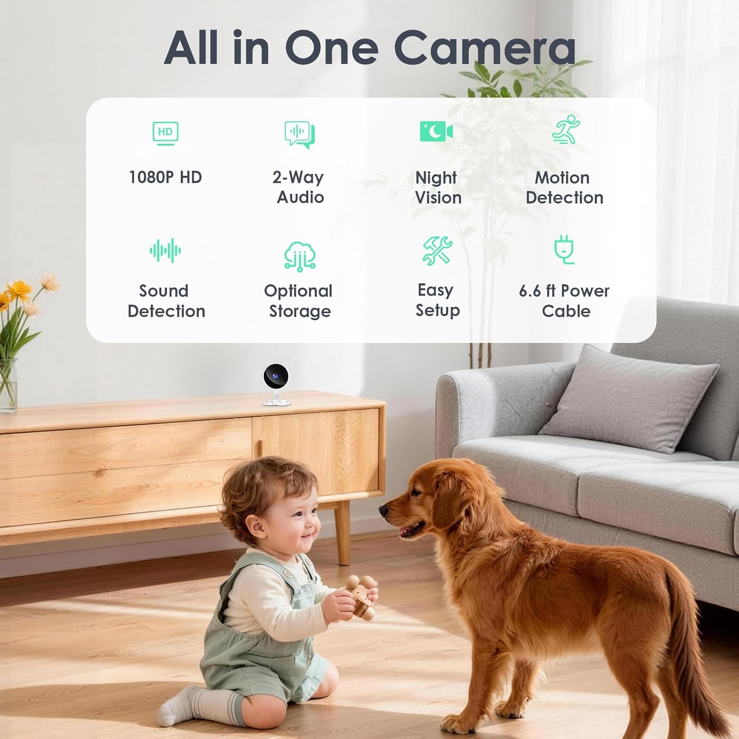 Detalle 2 de YOTON Indoor Camera for House Security (4-pack) – 1080P, 2-Way Audio, Night Vision, Privacy Mode, Local or Cloud Storage