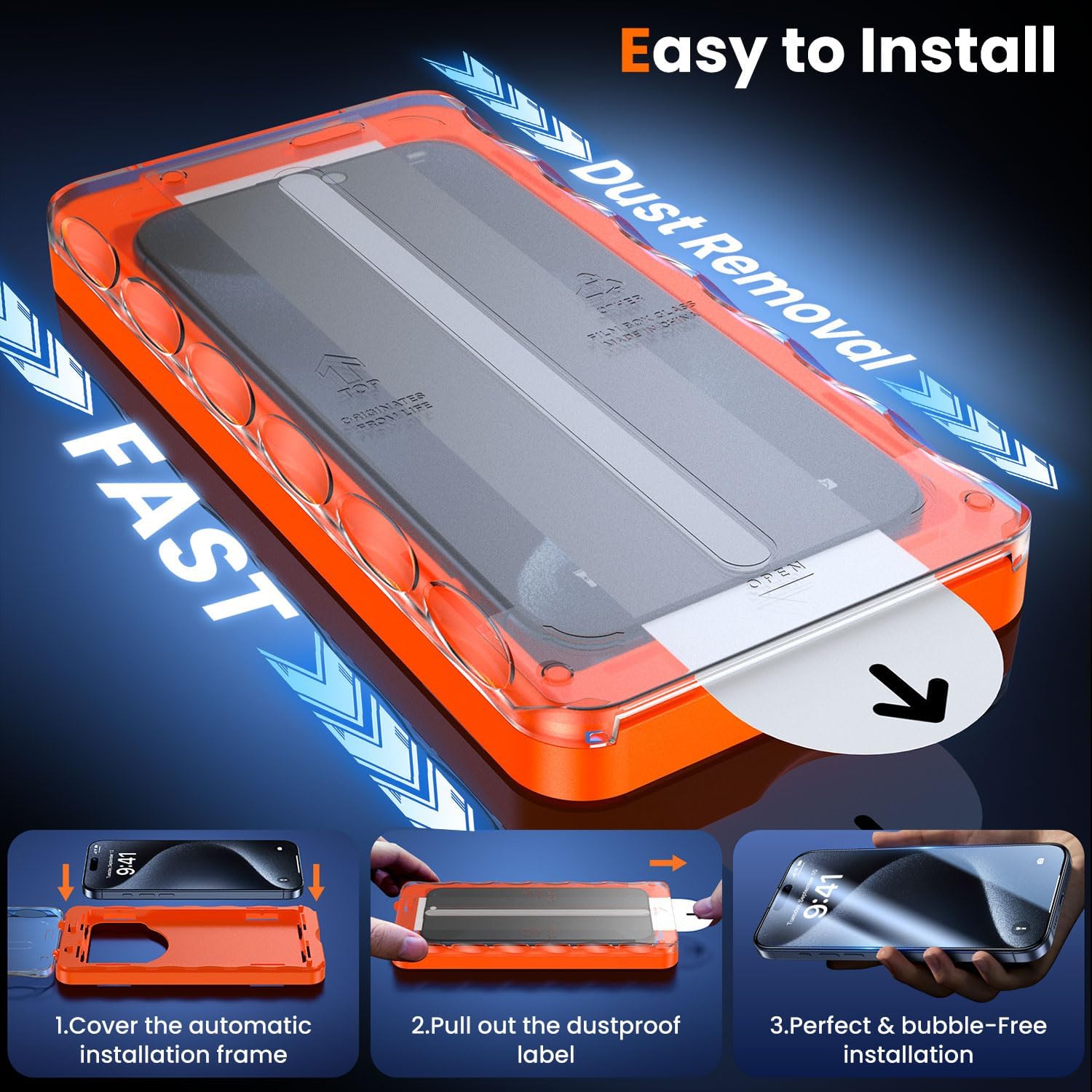Thumbnail 5 de UniqueMe iPhone 15 Pro Privacy Screen Protector 2-pack