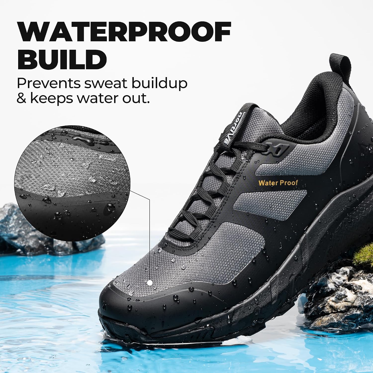 Detalle de NORTIV 8 Scarpe Trekking Impermeabili da Uomo leggere con suola antiscivolo e supporto plantare