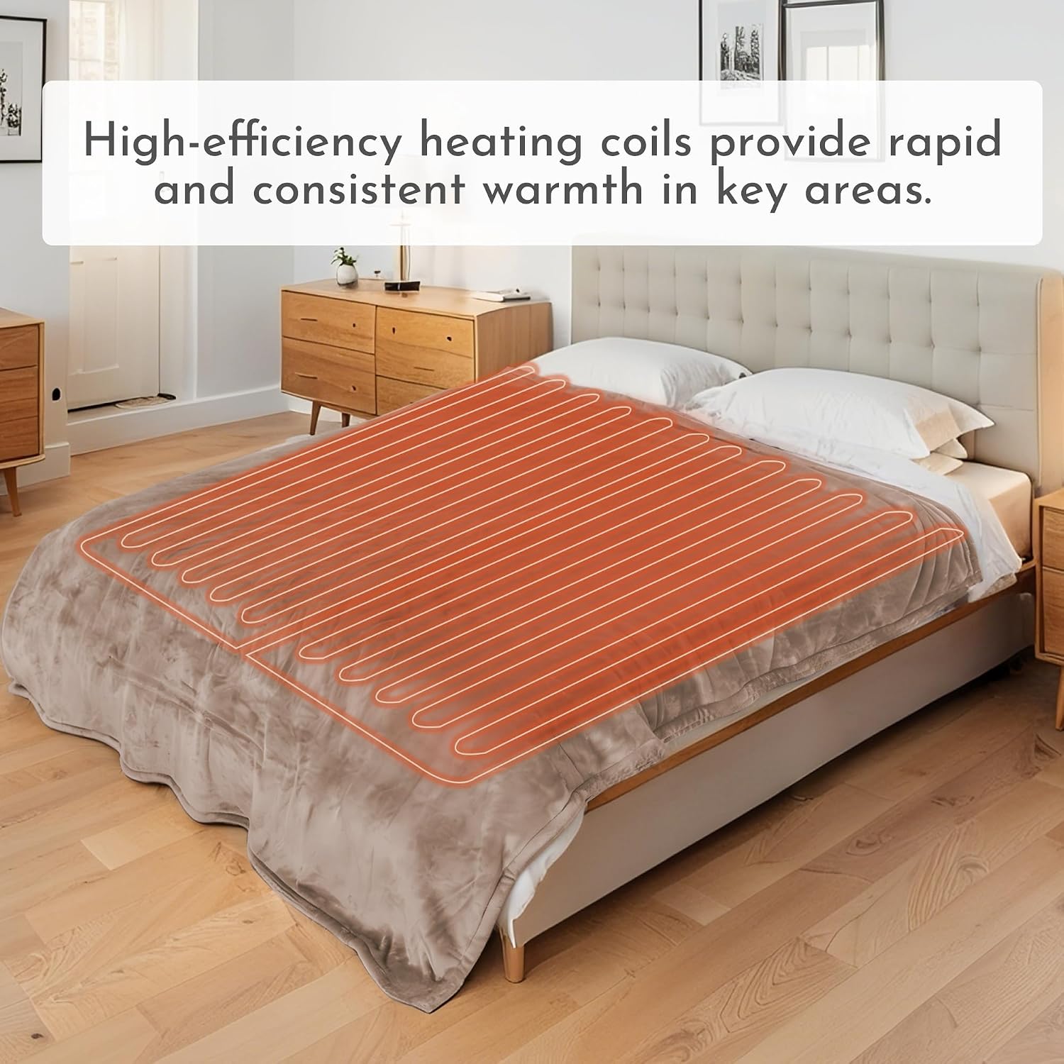 Detalle 2 de ONDAN Electric Heated Blanket 72"x84" Full Size
