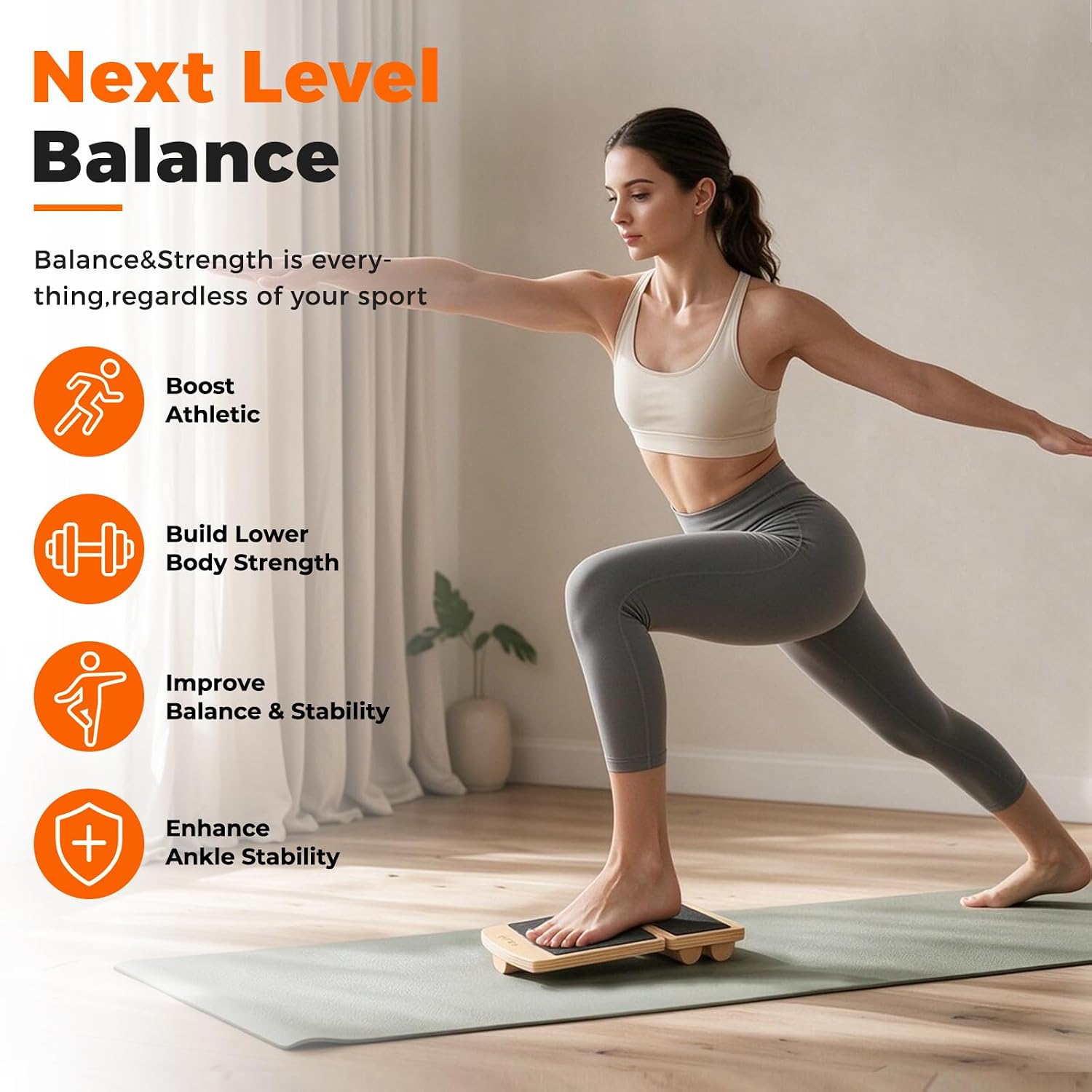 Thumbnail 6 de Frgofl Balance Board, Adjustable Birch Wood Ankle Stability Trainer