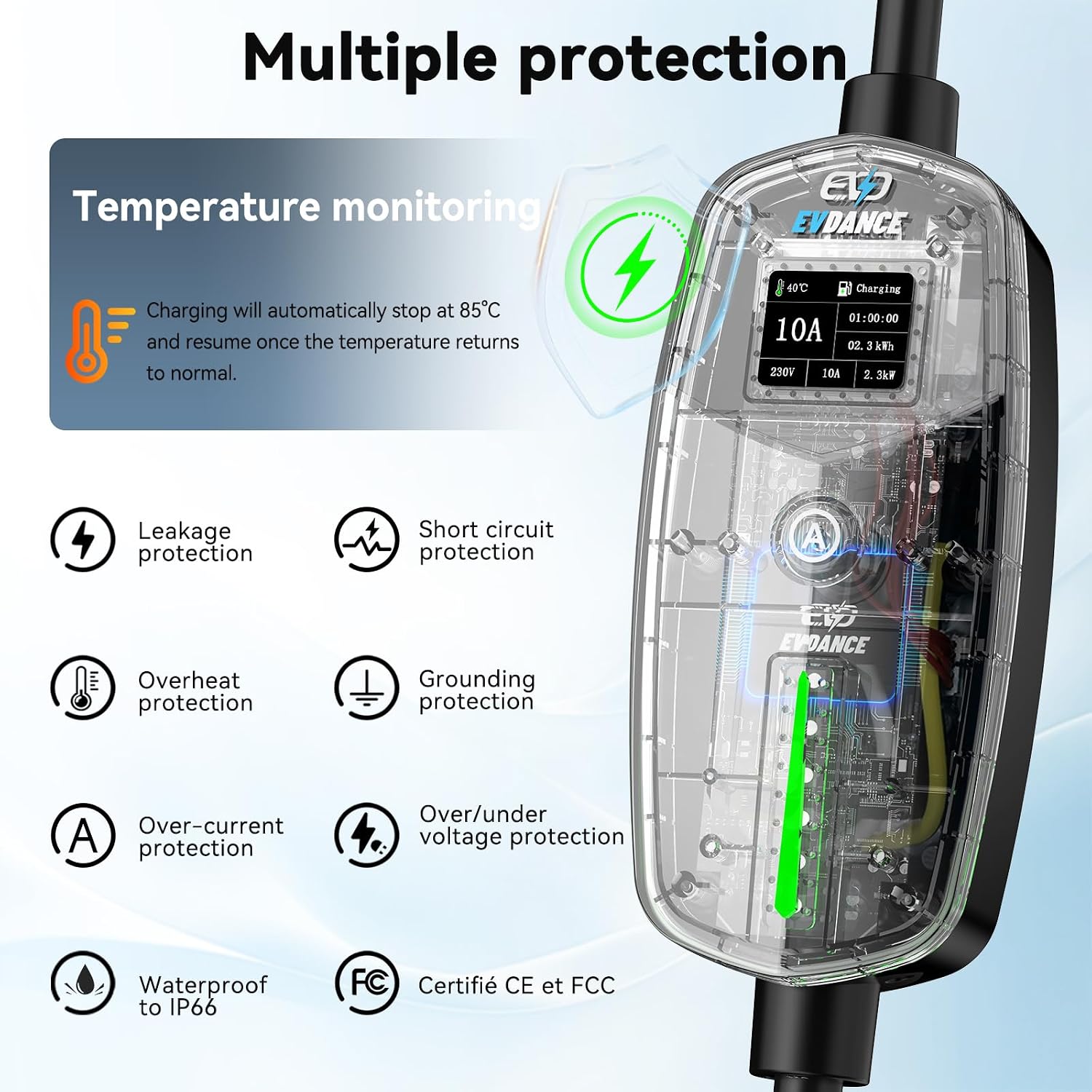 Thumbnail 1 de EVDANCE EV charger Type 2 10A 6.1m