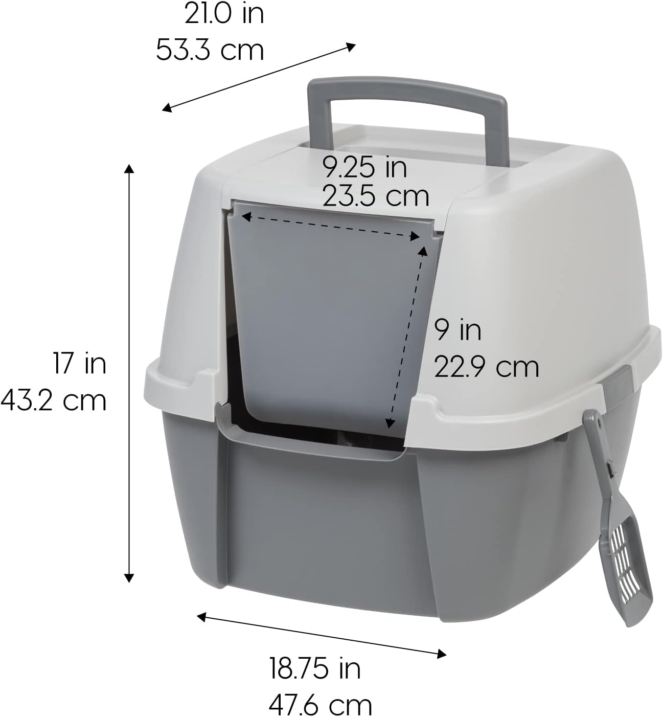 Detalle 2 de IRIS USA 588430 Large Covered Cat Litter Box, Front Entry, Dark Gray