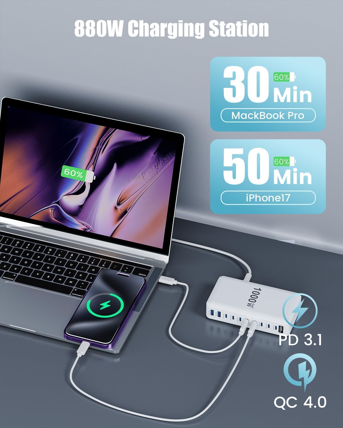 Thumbnail 4 de 1000W GaN USB C Charger with 10 Ports: A Practical 140W Fast Charging Hub for Multiple Devices