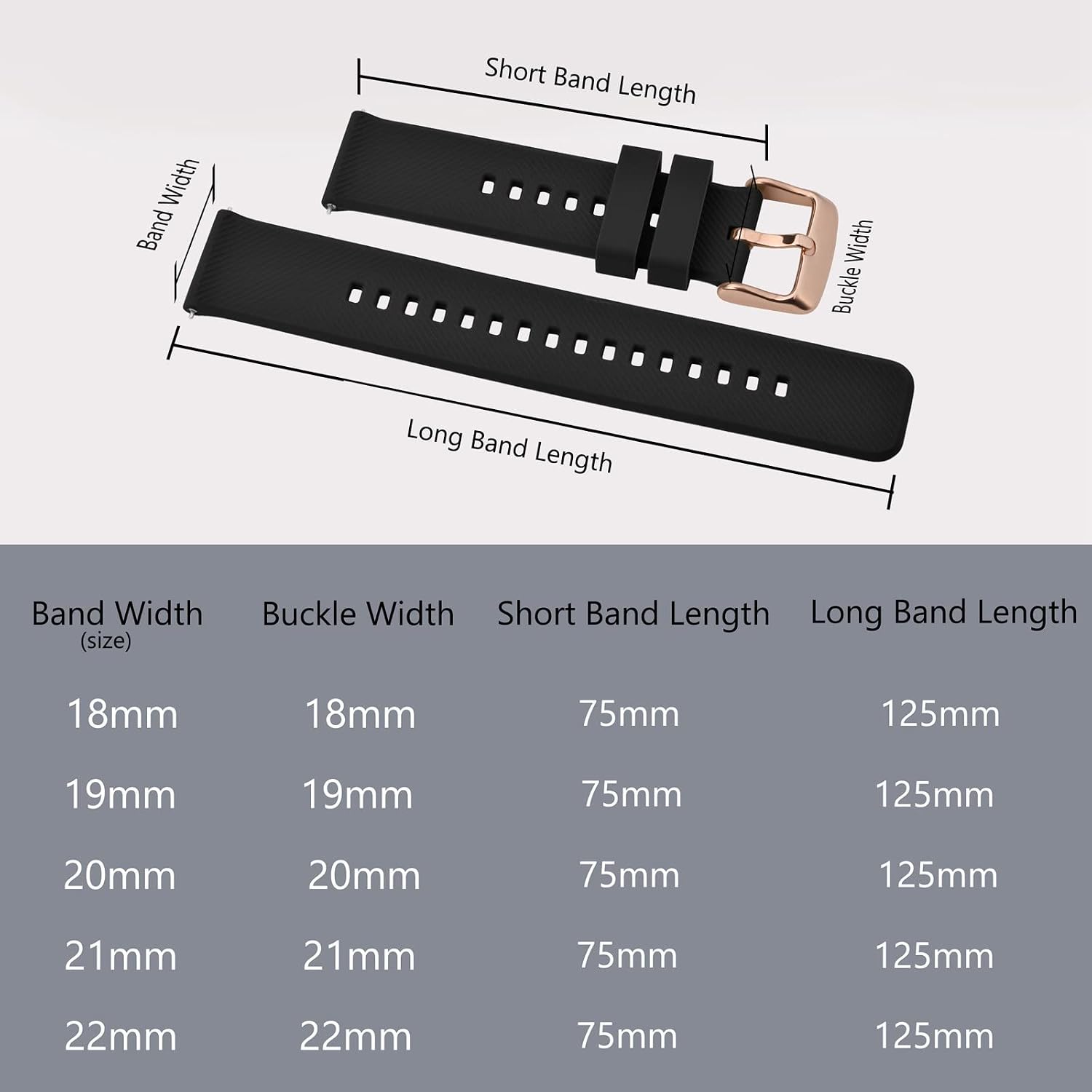 Detalle 2 de Bracelet de montre BISONSTRAP en silicone à dégagement rapide (18 à 22 mm) pour hommes et femmes