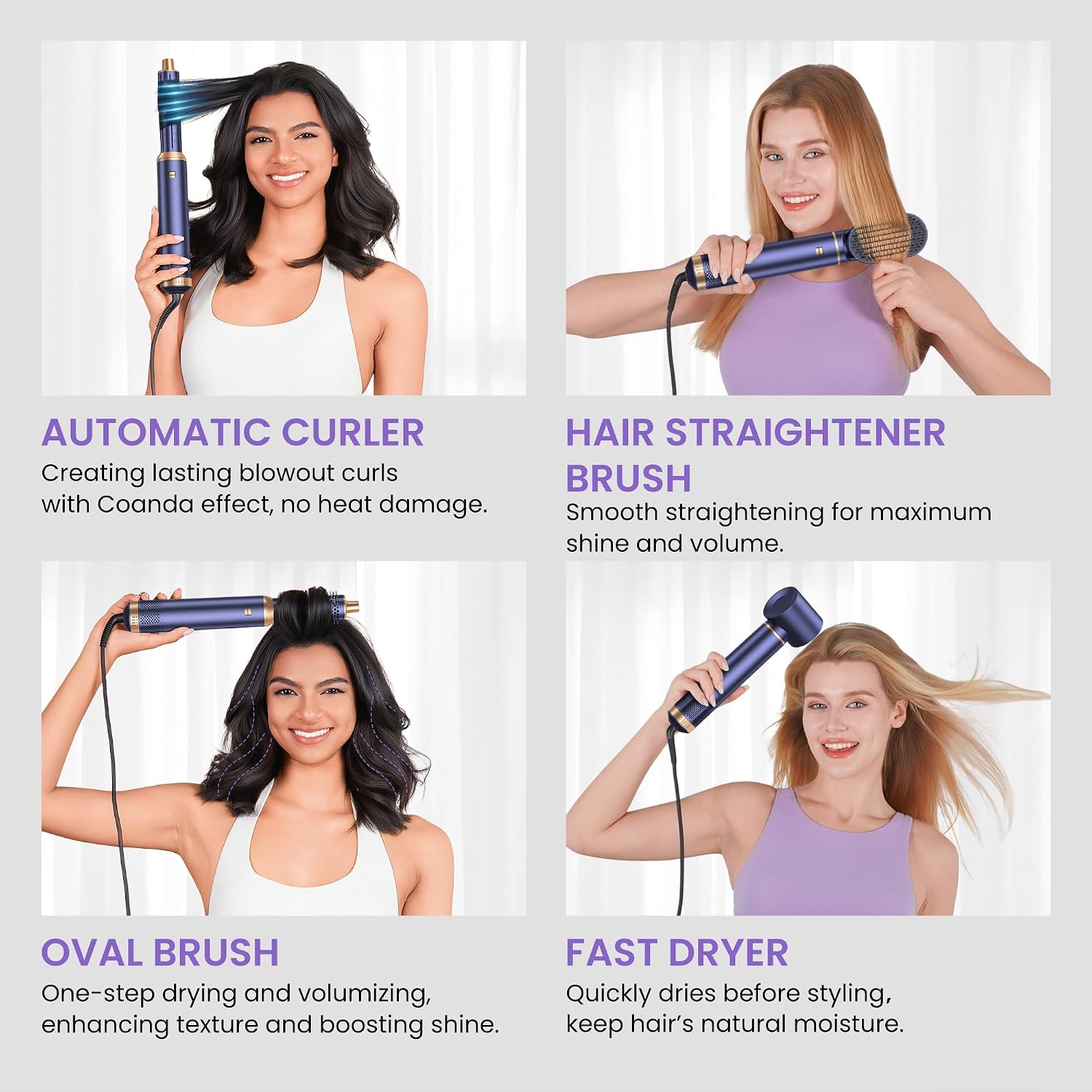 Thumbnail 2 de Mogawave Hairstyler Air Styler 5 en 1 – Sèche-cheveux 1000 W avec ionique et accessoires pour cheveux secs, lisses et bouclés