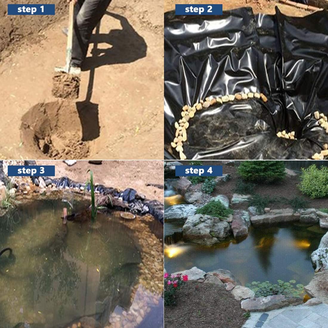 Detalle de Pond Liner Flexible Fish Pond Bed Liners 2m x 2m – HDPE, 0.4mm