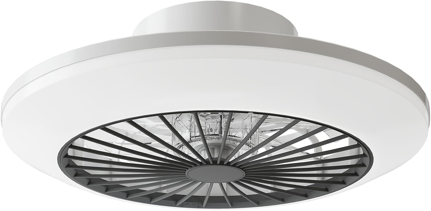 Detalle de BKZO 45.5cm LED Ceiling Fan with Light – 6-Speed, Stepless Dimming, 3000–5500K