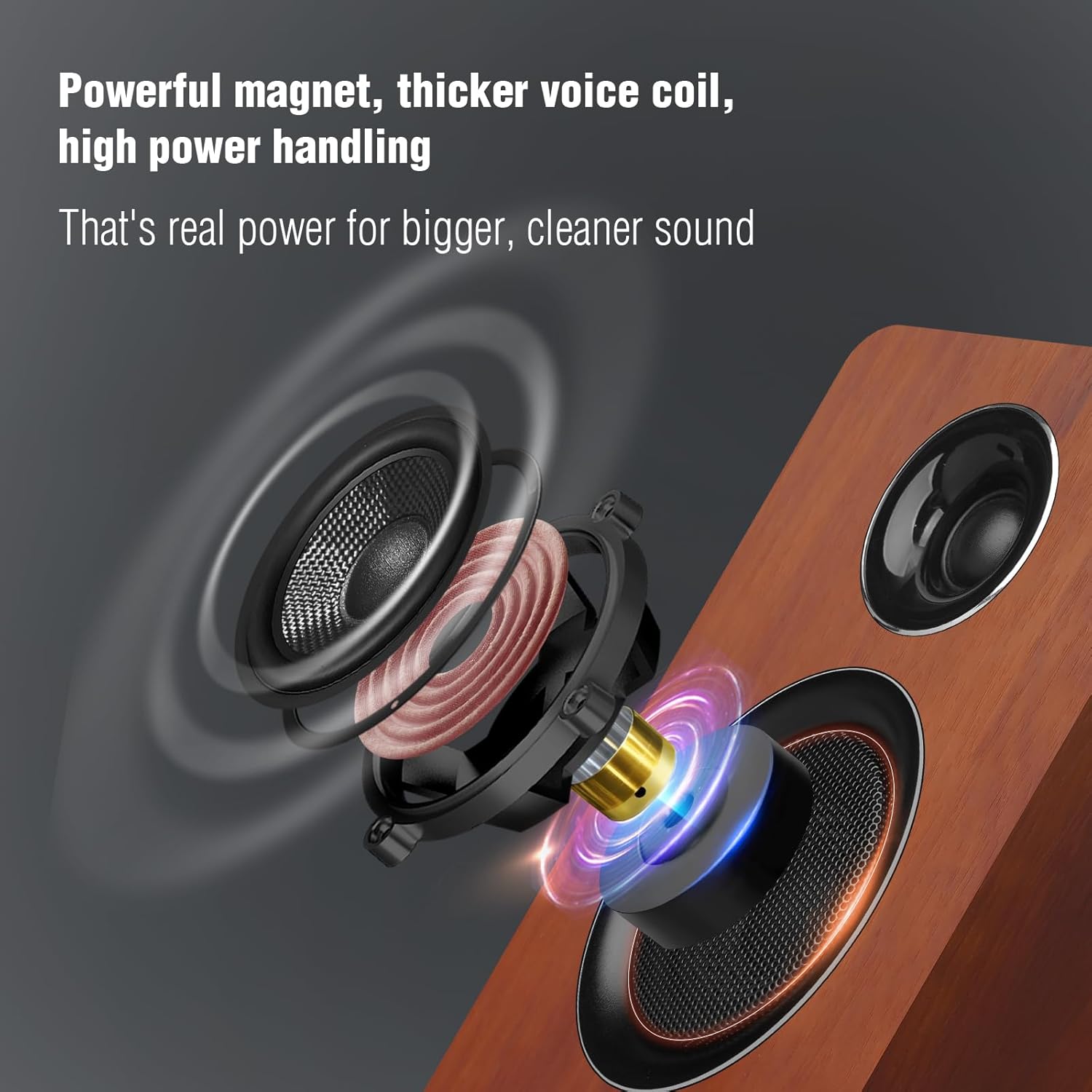 Thumbnail 2 de ZQMMSPK Active Bookshelf Speakers (60W) with Bluetooth 5.3, USB-C and 3-inch carbon fibre woofer – Brown stereo set