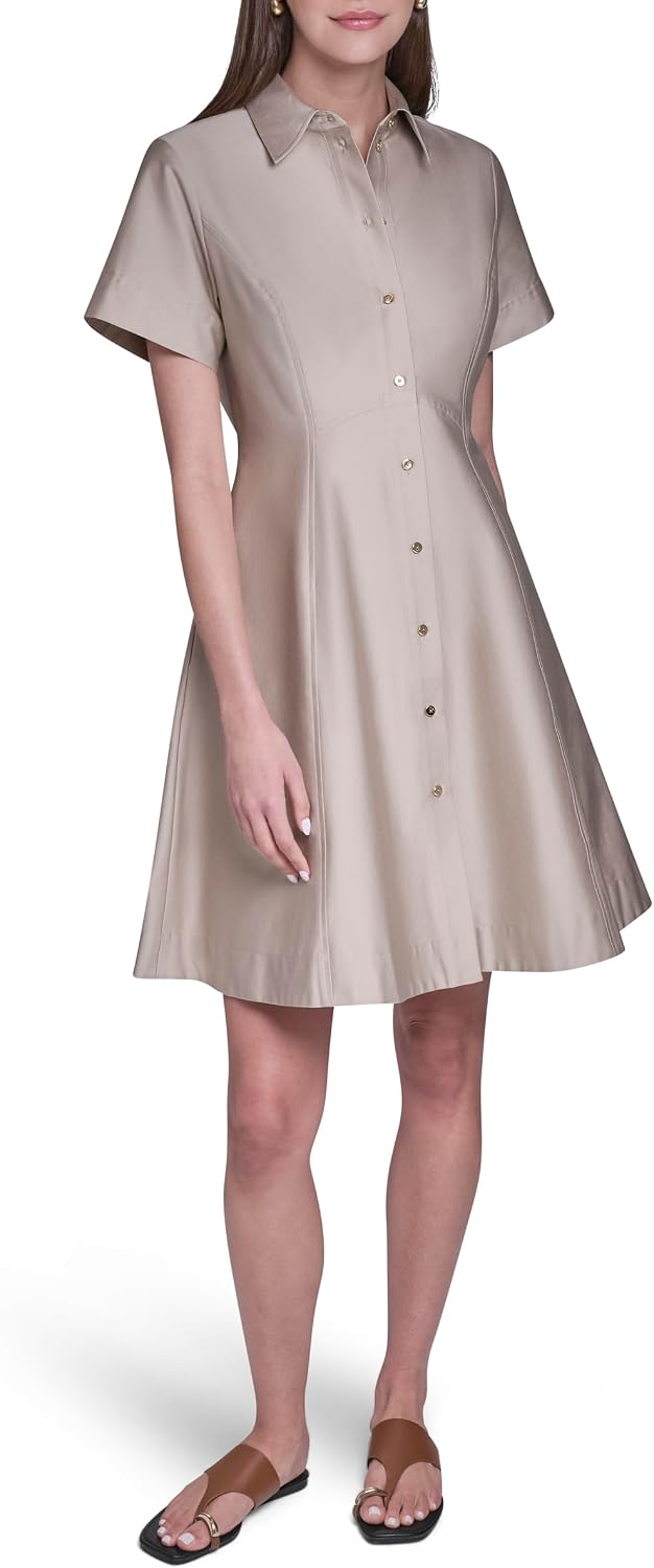 Detalle de Halston Women's Shirt Dress in Cotton Sateen