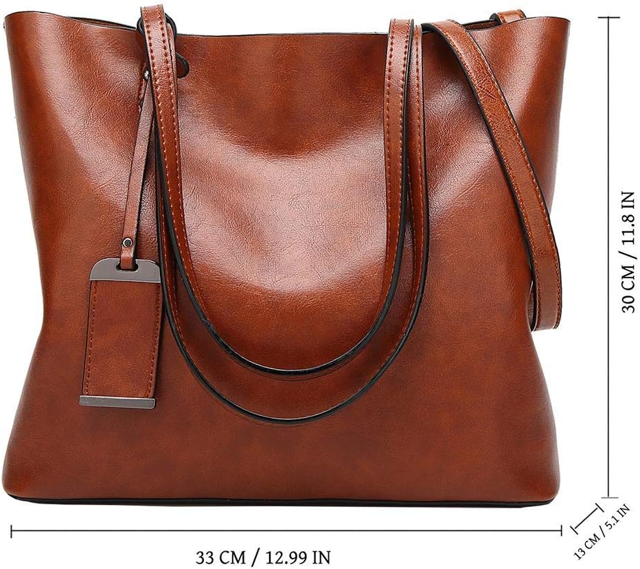 Thumbnail 2 de Womens Soft PU Leather Handbags: Large Capacity Retro Top-Handle Tote