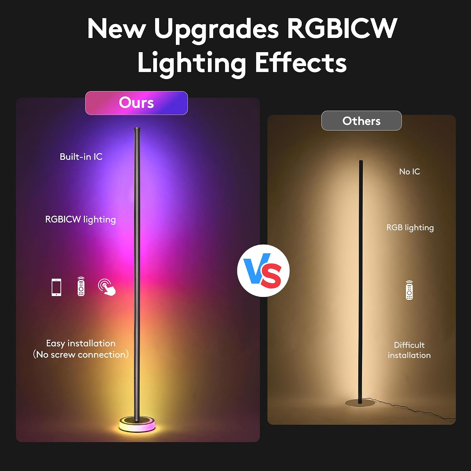 Thumbnail 1 de Wfiia HYT-HCFWD04 59-Inch RGBICW Smart LED Corner Floor Lamp
