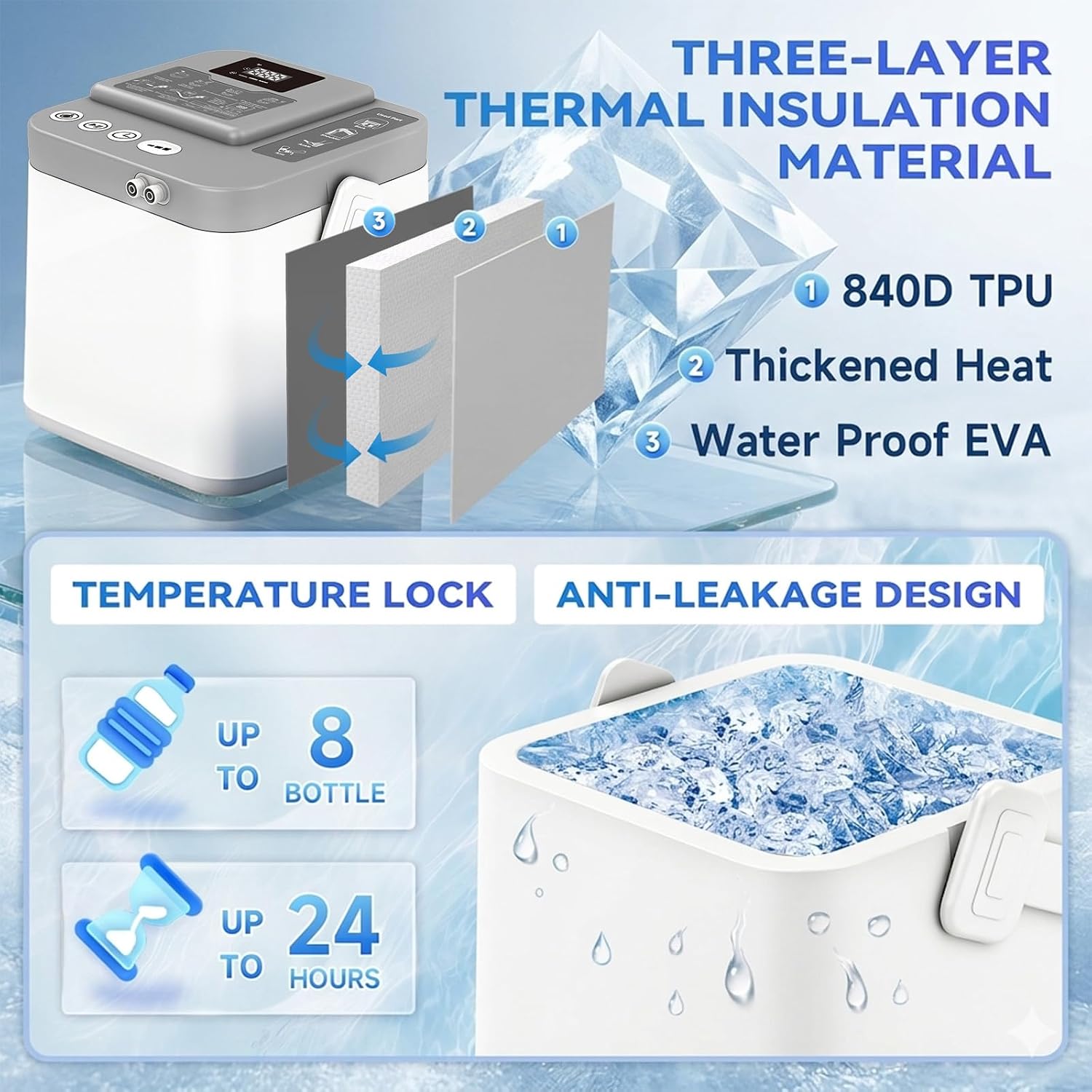 Detalle 1 de WTBFX Cold Therapy Machine with 2.4G Remote, Adjustable Flow and Timer