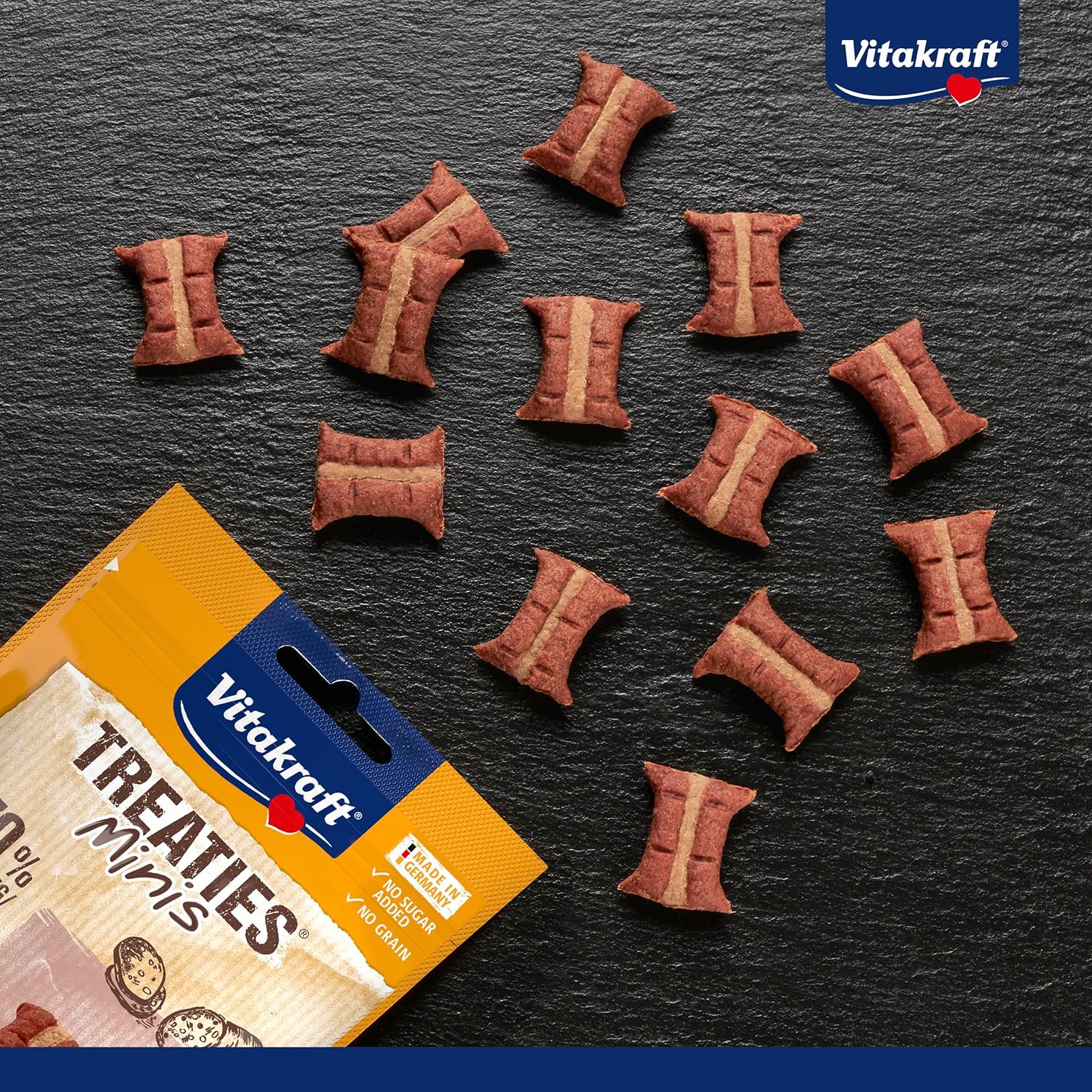 Detalle 2 de Vitakraft Treaties Minis Hundeleckerli mit Leberwurst-Geschmack – 8×48 g