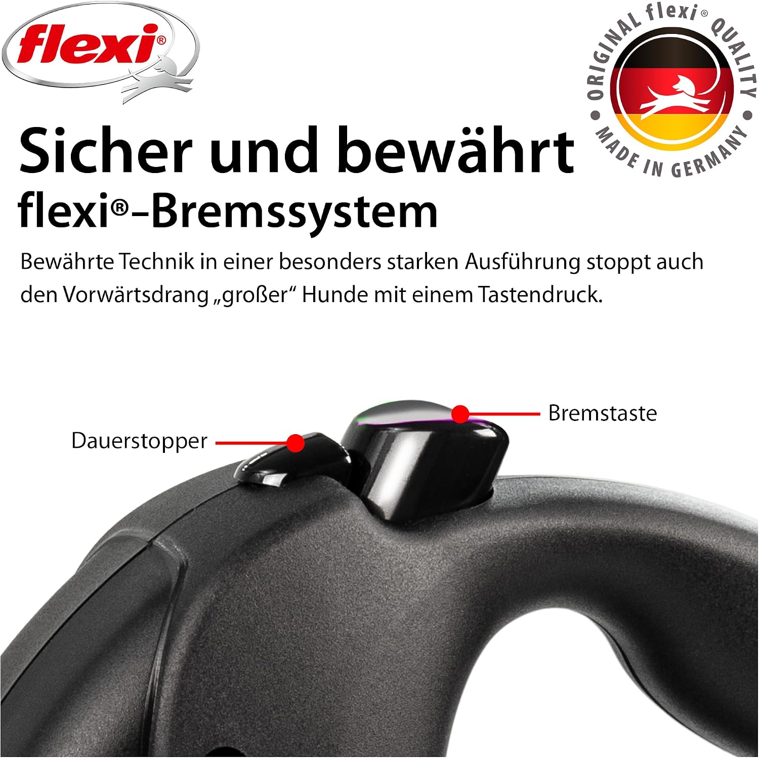 Detalle de flexi Giant Black Edition L – 8 m Gurt Roll-Leine für Hunde bis 50 kg, schwarz