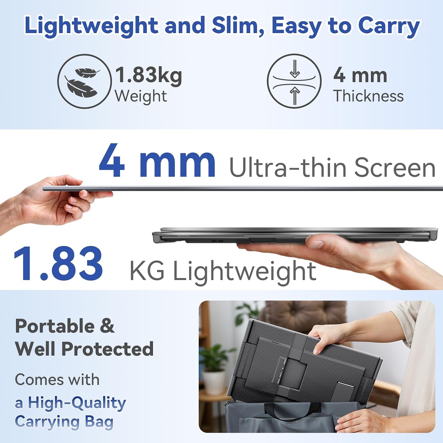 Detalle de KEFEYA 15,6 Zoll Laptop Bildschirm Extender – Dreifach-Display, FHD 1080p, Plug‑and‑Play