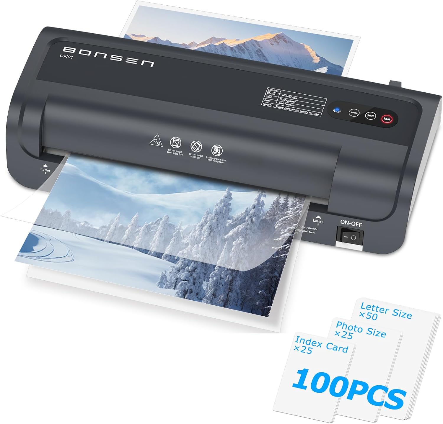 Detalle de BONSEN 9-Inch Thermal Laminator with 100 Pouches and 3 Heat Settings