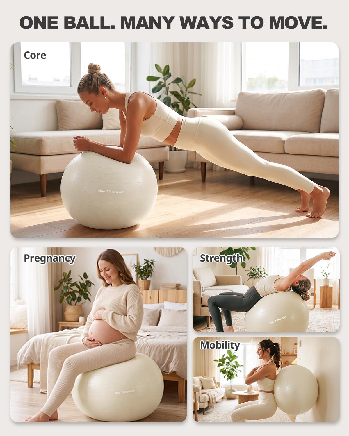 Detalle de Trideer exercise ball, 65 cm Yoga Ball with Frosted Grip and Pump